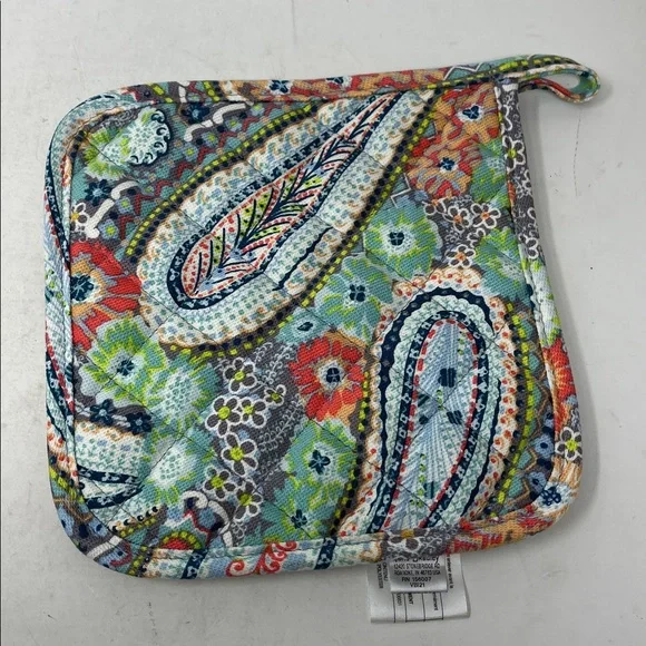 VERA BRADLEY CITRUS PAISLEY PATTERN OVEN MITT AND POT HOLDER NWOT QUILTED - Picture 7 of 12